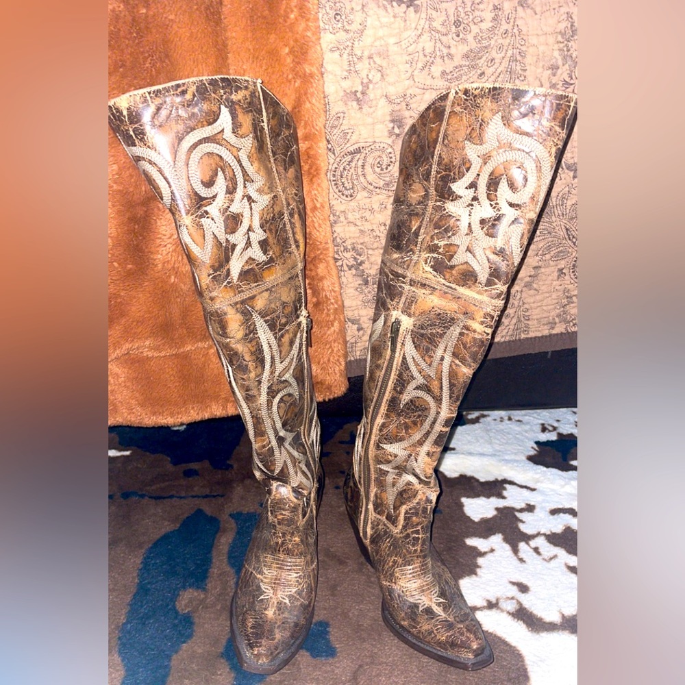 Dan Post Womens Jilted Knew High Western Boots. Brown size 8